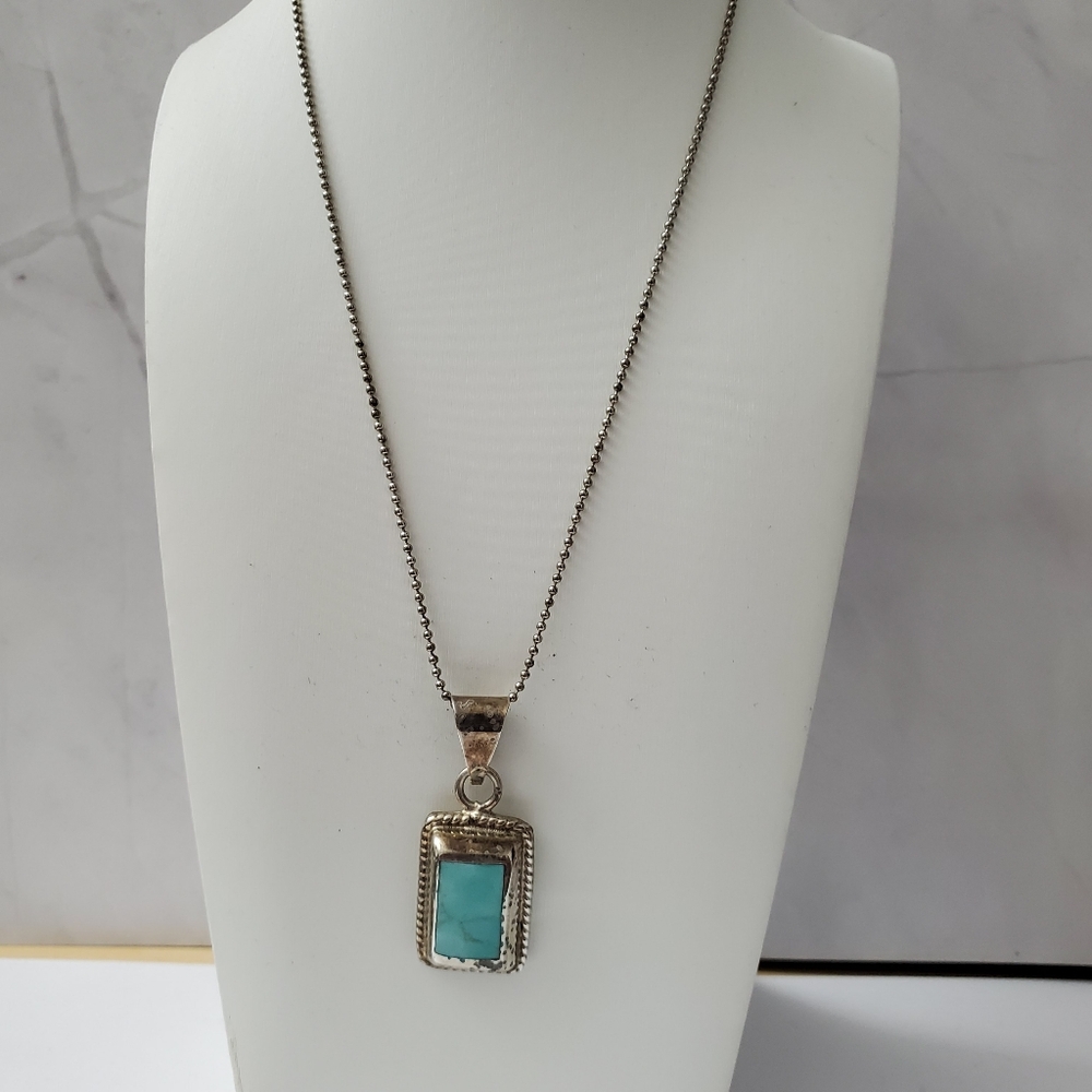 Sterling Silver 925 Turquoise Pendant on Silver Chain